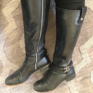Michael Kors Black Leather Boots Size 6.5